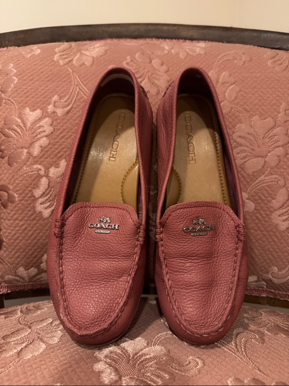 Coach Women's Rose Pink Leather Loafers